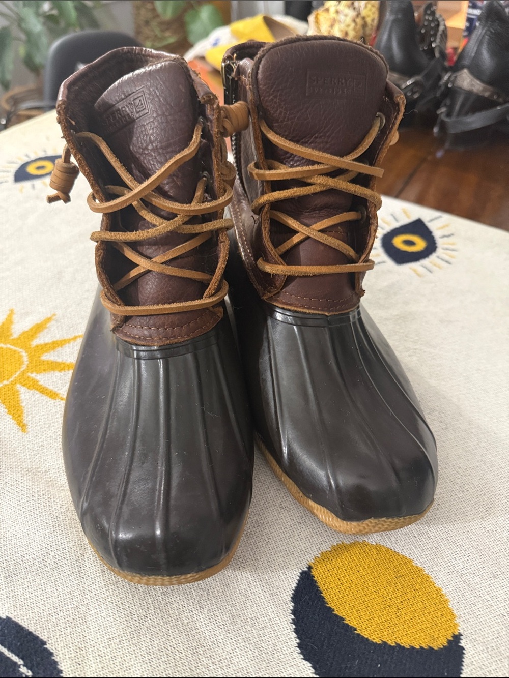 Women's Saltwater Duck Boot in Tan/Dark Brown by Sperry